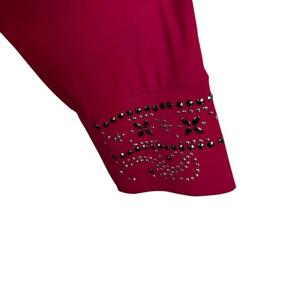 JM Collection Large Long-Sleeve Rhinestone Embellishments Fuchsia - Picture 10 of 13